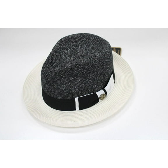 Men's Bruno Capelo Fedora 100% Poly Braid Black and Ivory MB-450