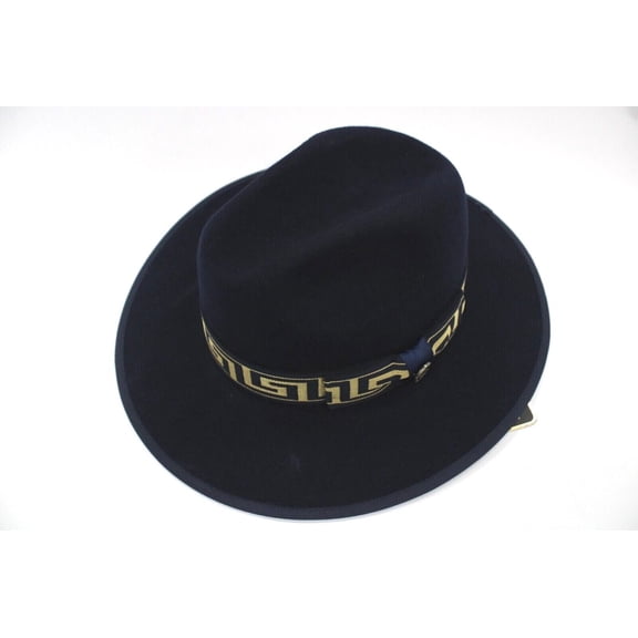 Men's Bruno Capelo Navy with Gold Band Wide Wool Fedora WE-974