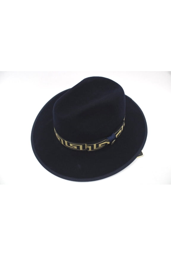 Men's Bruno Capelo Navy with Gold Band Wide Wool Fedora WE-974