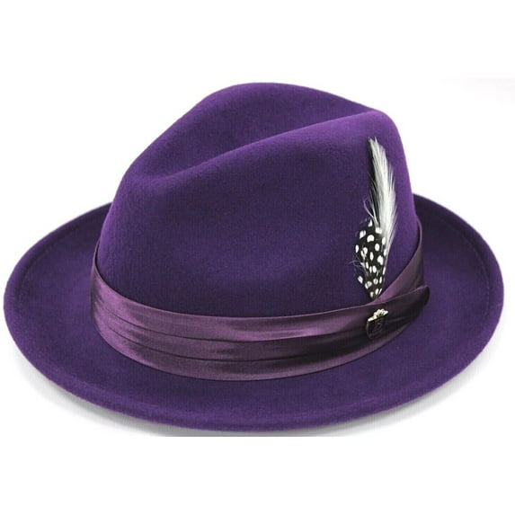Men's Purple Fedora 100% Wool By Bruno Capelo Crushable UN-107