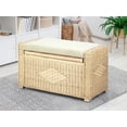thumbnail image 1 of Bruno Handmade 32 Inch Rattan Wicker Chest Storage Trunk Organizer Ottoman W/Cushion Natural Color, 1 of 7