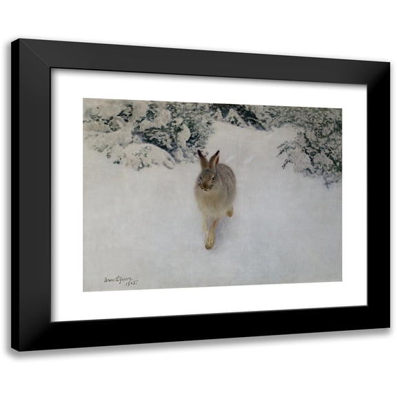 Bruno Liljefors 14x11 Black Modern Framed Museum Art Print Titled - Hare in Winter (1905)