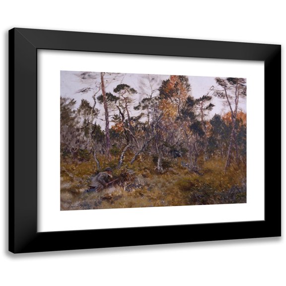 Bruno Liljefors 14x12 Black Modern Framed Museum Art Print Titled - Elk Hunt (1915)