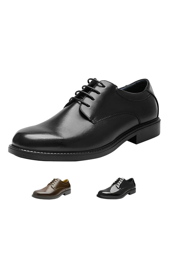 Men Classic Oxford Shoes Business Dress Shoes For Men Lace Up Leather Shoes DOWNING-02 BLACK Size 10