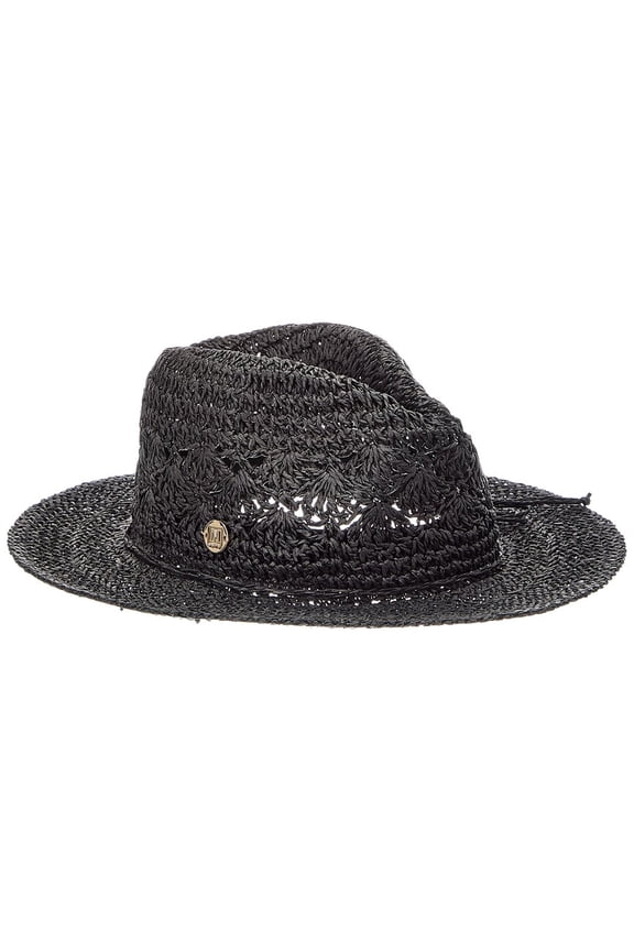 Crochet Raffia Rancher Hat, Black