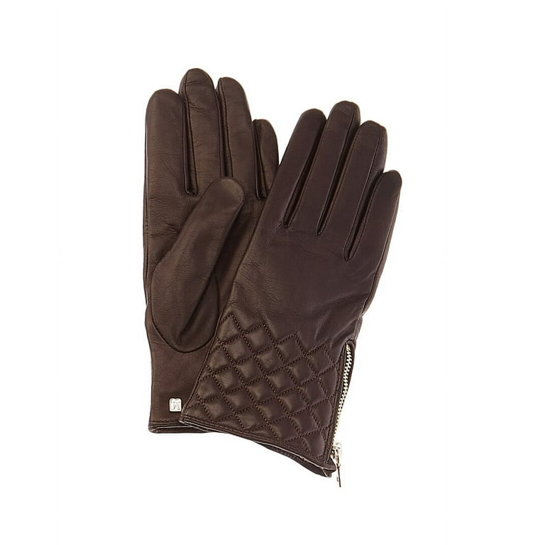 Bruno Magli Diamond Quilted Cashmere Lined Leather Gloves XL