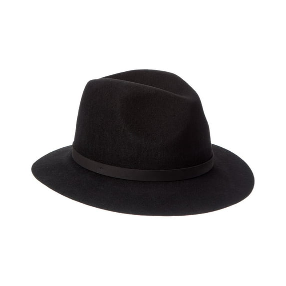 Bruno Magli Leather Band Wool Fedora, os, Black