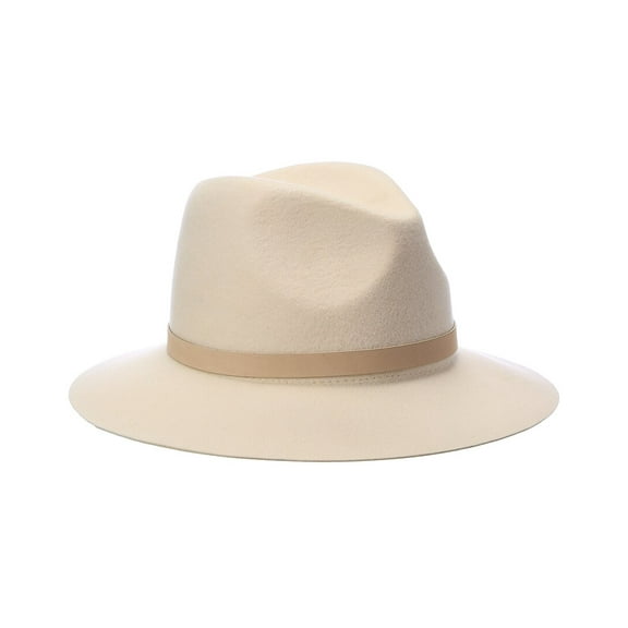 Bruno Magli Leather-Trim Wool Felt Fedora, White