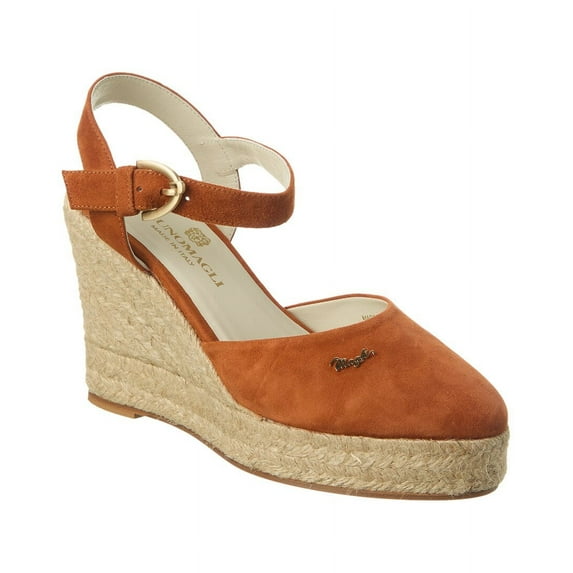 Bruno Magli Mares Suede Wedge Sandal, 10, Orange