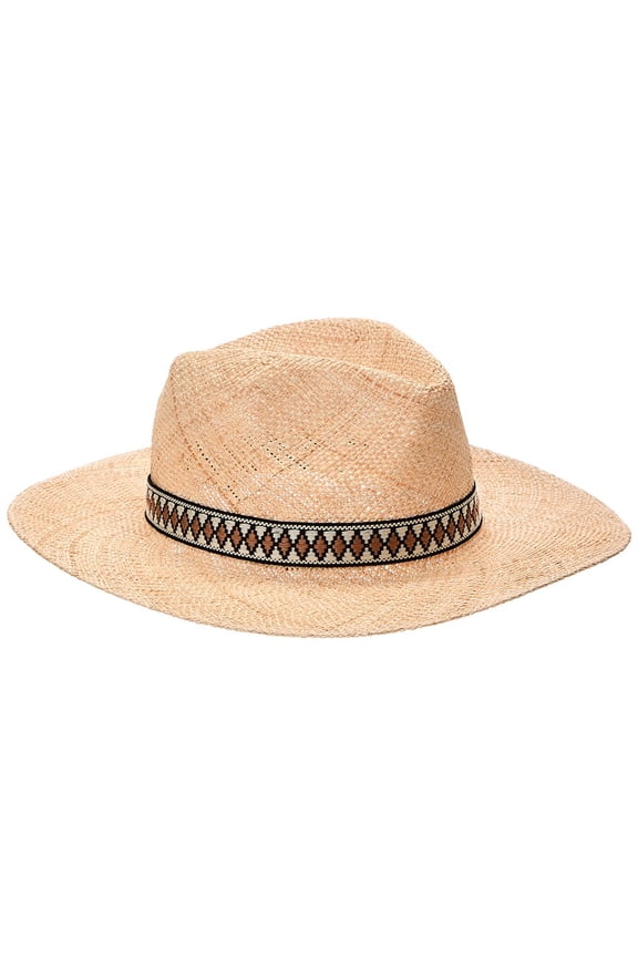 Packable Straw Panama Hat, S/M, Brown