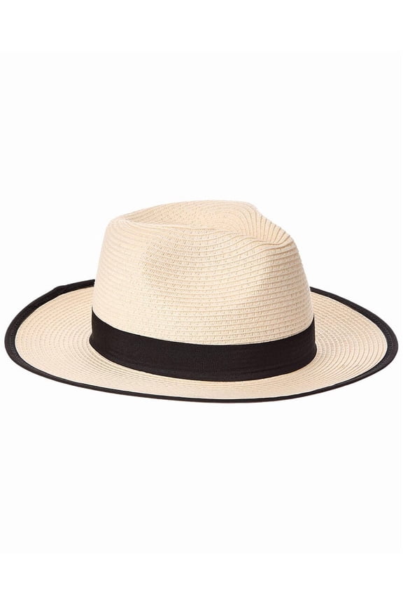 Ribbon Trim Fedora, White