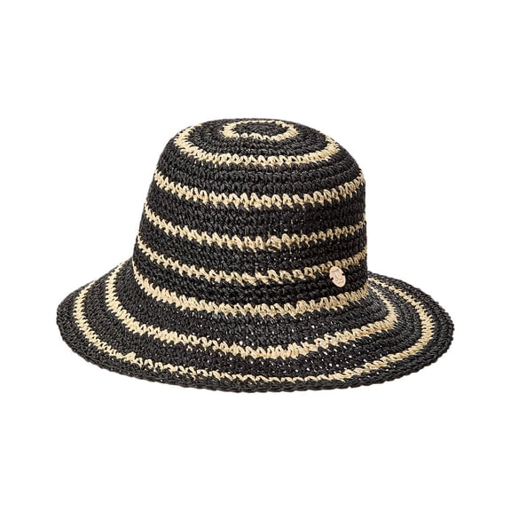 Bruno Magli Striped Crochet Straw Bucket Hat, os, Black