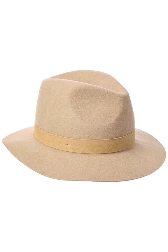 Suede Band Wool Fedora, os, Beige
