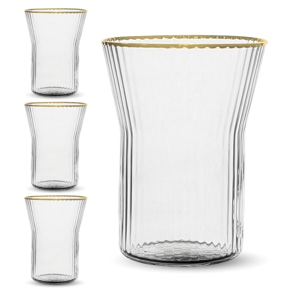 Bruno Magli Whiskey Glasses with Gold Rim, Set of 4 - Clear