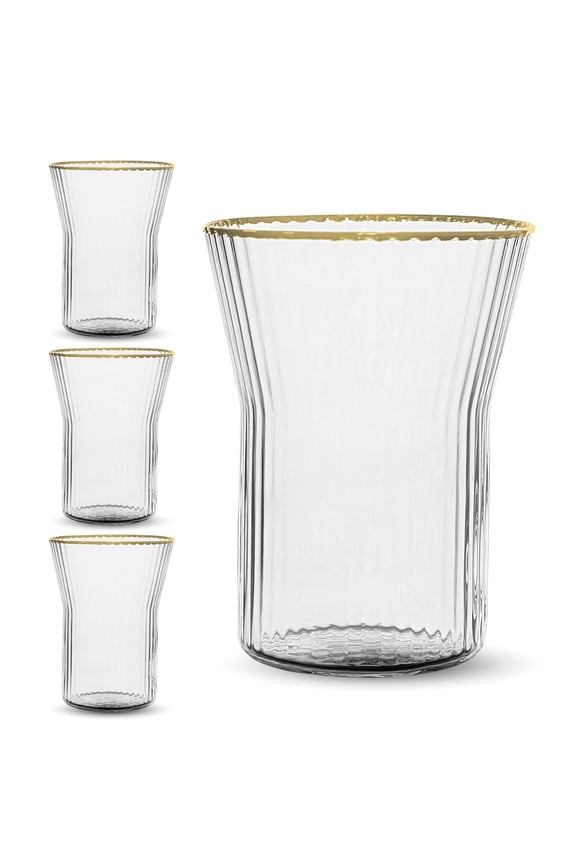Whiskey Glasses with Gold Rim, Set of 4 - Clear