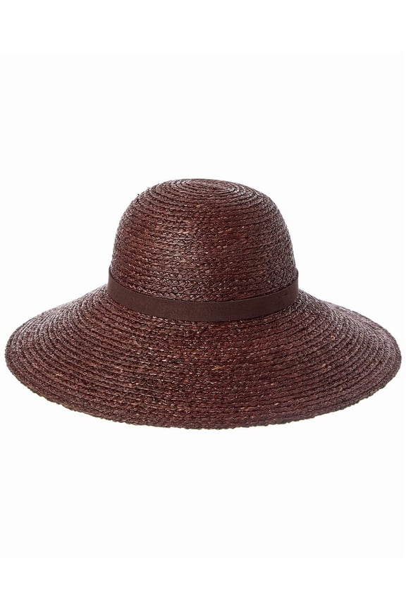 Wide Brim Round Crown Straw Sun Hat, Brown