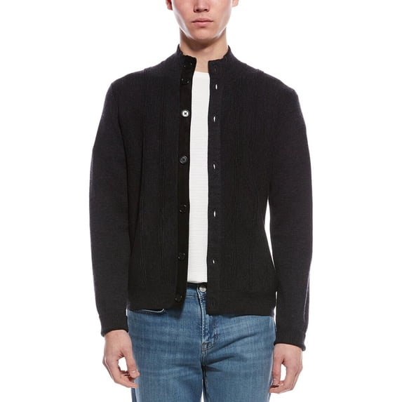 Bruno Magli mens Merino Wool Cardigan, XL, Black