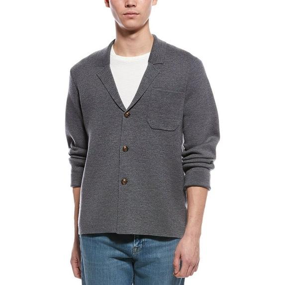 Bruno Magli mens Merino Wool Cardigan, XL, Grey