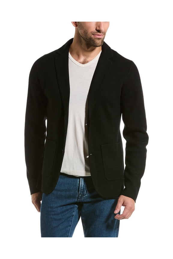 mens  Merino Wool Cardigan, m, Black