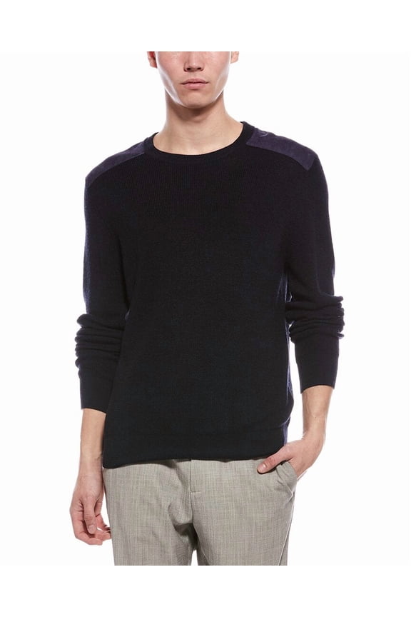 mens  Merino Wool Crewneck Sweater, m, Navy