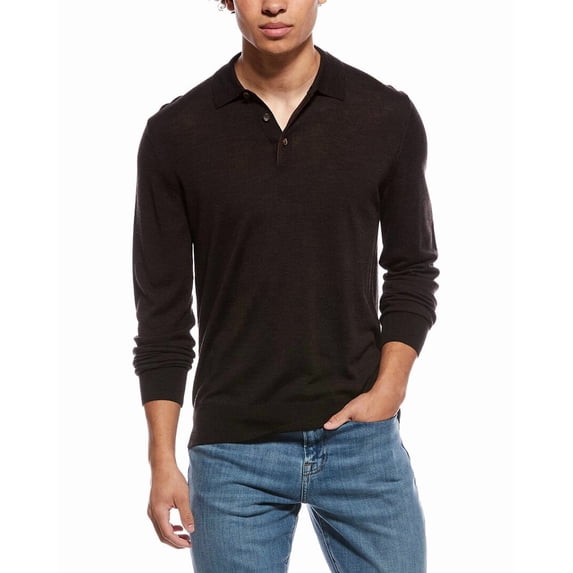 Bruno Magli mens Merino Wool Polo Sweater, l, Brown