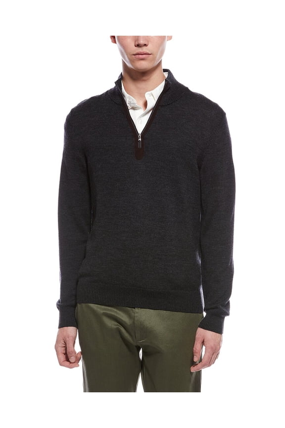 mens Plaited 1/4-Zip Merino Wool Mock Neck Sweater, m, Multi