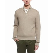 Bruno Magli mens Textured 1/4-Zip Merino Wool Mock Neck Sweater, XL, Brown