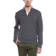 thumbnail image 1 of Bruno Magli mens  Textured 1/4-Zip Merino Wool Mock Neck Sweater, XL, Gray, 1 of 3