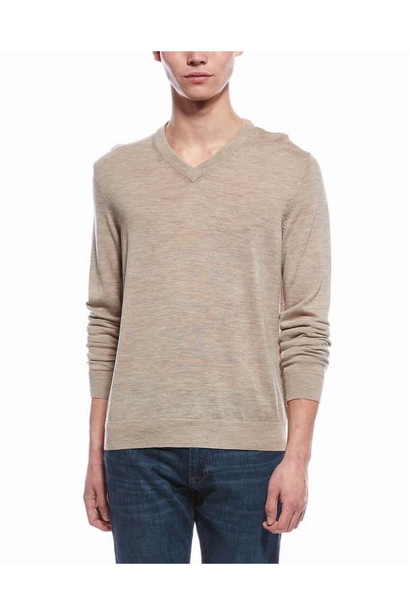 mens  Wool V-Neck Sweater, XXL, Brown
