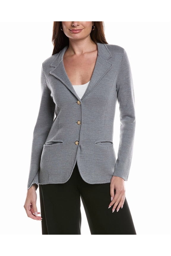 womens  Merino Wool-Blend Sweater Blazer, m, Grey