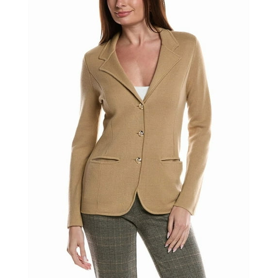 Bruno Magli womens Merino Wool-Blend Sweater Blazer, xs, Tan