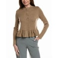 thumbnail image 1 of Bruno Magli womens  Merino Wool Peplum Sweater Jacket, l, Tan, 1 of 3