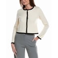 thumbnail image 1 of Bruno Magli womens  Tipped Merino Wool Cropped Jacket, m, White, 1 of 3