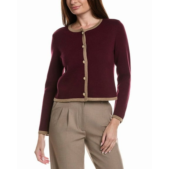 Bruno Magli womens Tipped Merino Wool Cropped Jacket, xs, Red