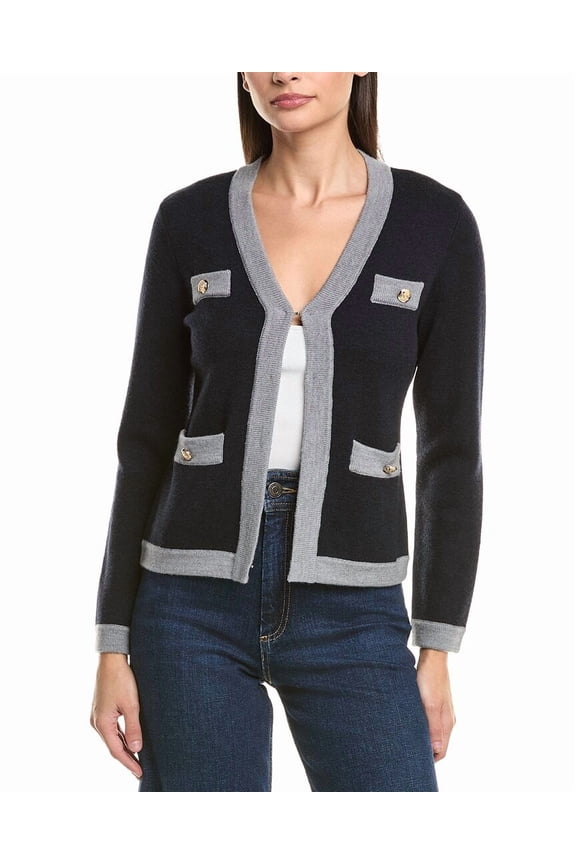 womens  Wool Cardigan, m, Blue
