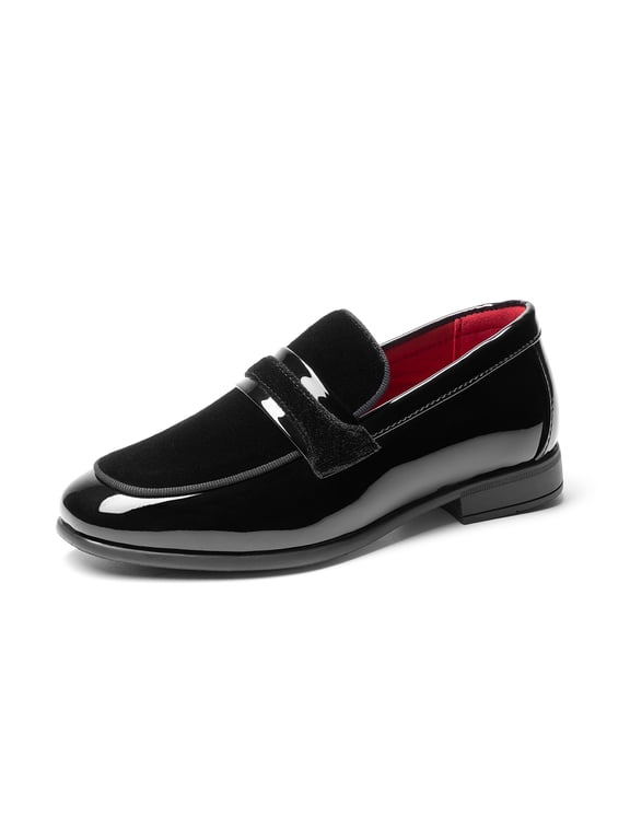 Boys Dress Shoes Slip-on Loafers Tuxedo Patent Classic Velvet Shoes