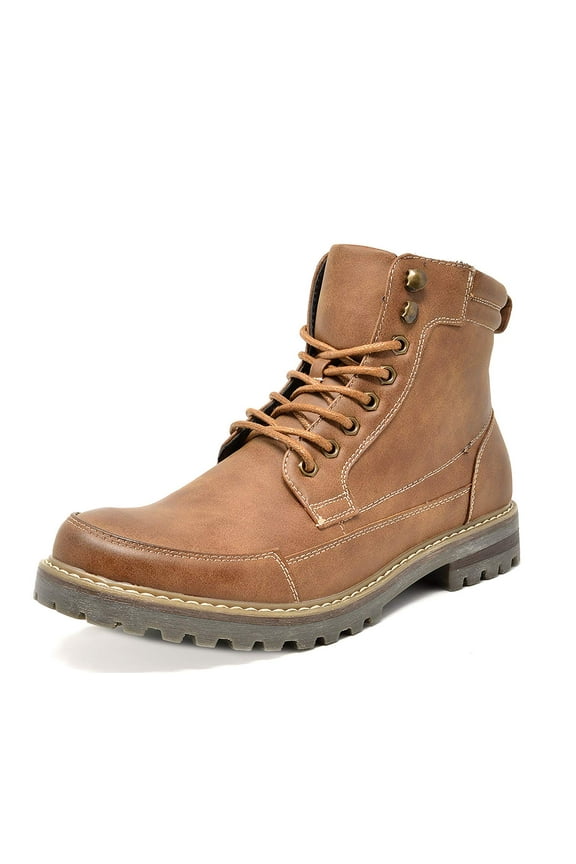 Men Military Boots Motorcycle Combat Riding Ankle Leather Boots for Men Outdoor Work Boots Engle-01 Brown Size 13