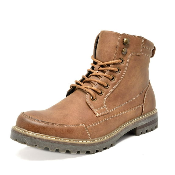 Bruno Marc Men Military Boots Motorcycle Combat Riding Ankle Leather Boots for Men Outdoor Work Boots Engle-01 Brown Size 8.5