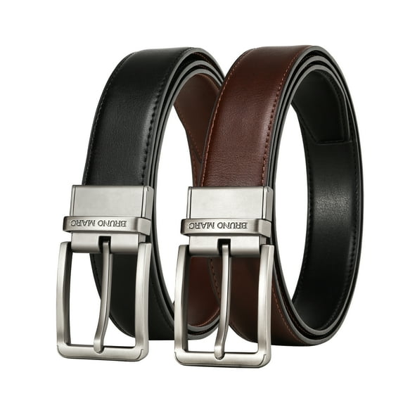 Bruno Marc Men's Belt,Leather Reversible Belt 1.25" For Mens Casual Golf Dress,One Belt Reverse For 2 Sides ABBL211M BLACK/BROWN Size 48