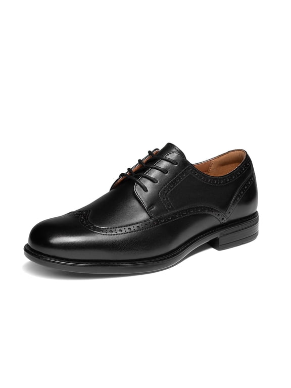 Men's Brogue Wingtip Oxfords, Full Grain Leather Dress Shoes Flexible Forefoot for Work & Business Comfort Lightweight Lace Classic Formal Shoes