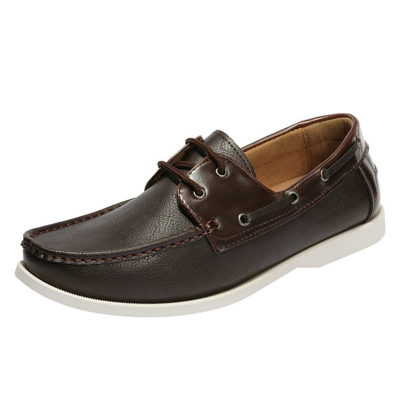 Bruno Marc Men's Casual Moccasins Loafer Classic lace up Stylish Boat Shoes PITTS-17 DARK/BROWN Size 11