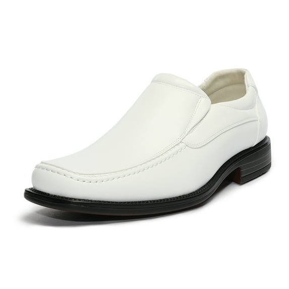 Bruno Marc Men's Classic Formal Dress Shoes Square Toe Loafer Shoes Casual Work Shoes GOLDMAN-02 WHITE Size 9
