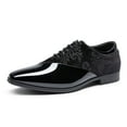 thumbnail image 1 of Bruno Marc Men’s Classic Patent Velvet Lace-Up Oxford Tuxedo Dress Shoes, 1 of 7