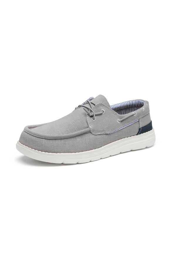 Mens Comfort Slip-on Canvas Loafers Casual Boat Shoes SBLS223M GREY Size 8.5