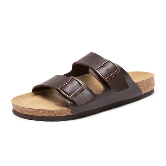 Bruno Marc Men's Cork footbed Sandal Beach Slides with Adjustable Buckle Straps