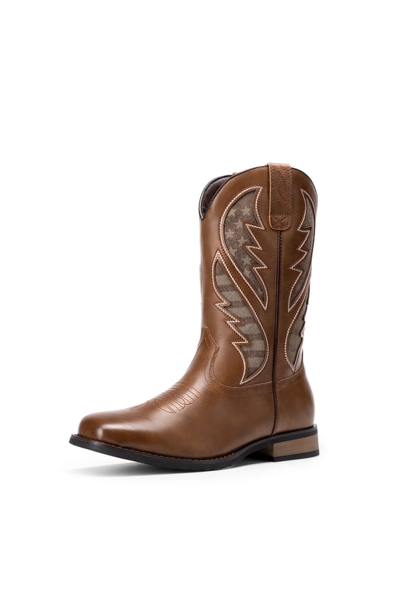 Men's Durable Cowboy Classic Slip on Western Boots with Chic Embroidered Durable Short Fashionable Western Boots