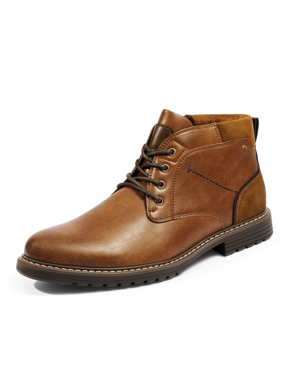 Men's Fashion Chukka Boots Casual Lace up Plain Toe Boot Durable TPR Shoes STONE-8 BROWN Size 7.5