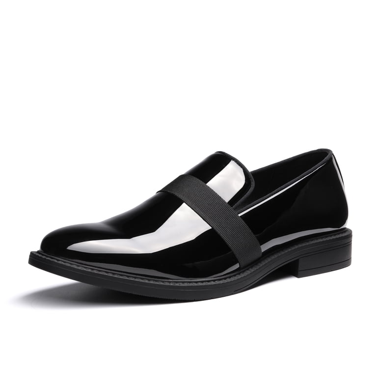Men\'s Classic Patent Leather Loafers - Slip-On Tuxedo Shoe for Style & Comfort Black Patent Slip on Tuxedo Shoe | D&K SUIT DISCOUNTERS main image 3