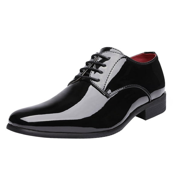 Bruno Marc Men's Faux Patent Leather Dress Shoes Classic Lace-up Formal Oxford BLACK CEREMONY-06 size 12