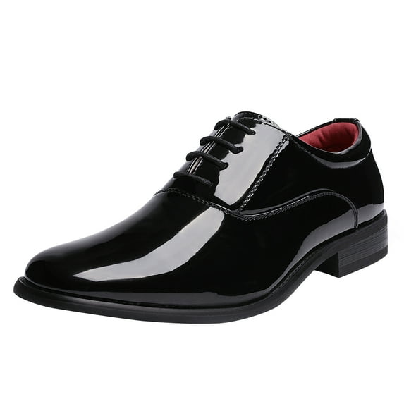Bruno Marc Men's Faux Patent Leather Dress Shoes Classic Lace-up Formal Oxford WHITE CEREMONY-05